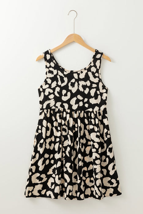 Alianna Leopard U Neck Sleeveless High Waist Dress
