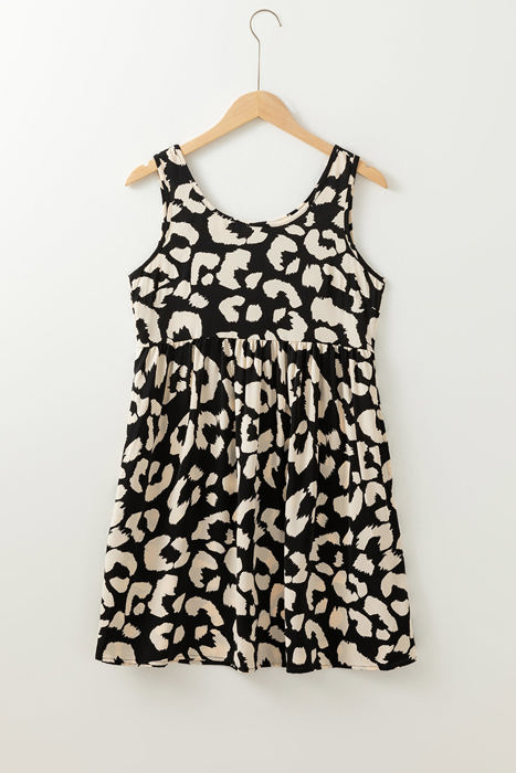 Alianna Leopard U Neck Sleeveless High Waist Dress