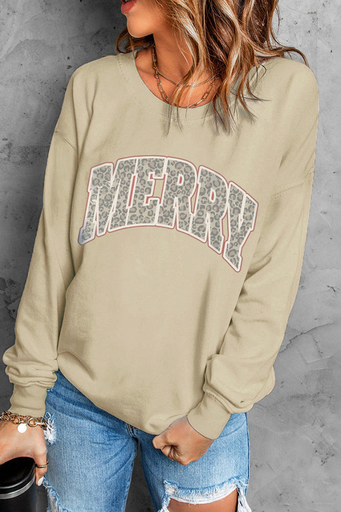 Alice MERRY Leopard Print Long Sleeve Graphic Sweatshirt