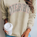 Beige Large Alice MERRY Leopard Print Long Sleeve Graphic Sweatshirt