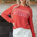  Aliella Letter Graphic Loose Long Sleeve PLUS Top