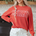  Aliella Letter Graphic Loose Long Sleeve PLUS Top