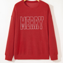  Aliella Letter Graphic Loose Long Sleeve PLUS Top