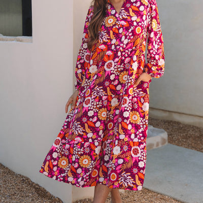 Alina Collared Tiered Long Dress