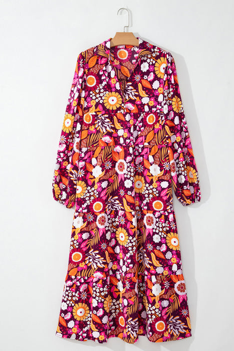 Alina Collared Tiered Long Dress