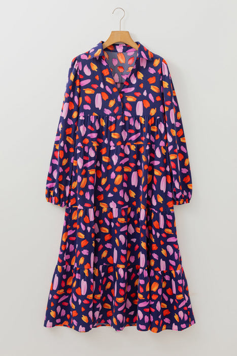 Alina Collared Tiered Long Dress