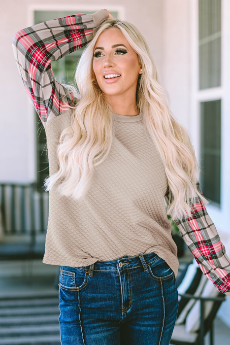 Alina Plaid Raglan Sleeve Sweatshirt