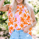 Orange Large Alison Ruffled Sleeve Smocked Floral Top