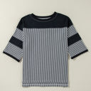  Aliyah Striped Patchwork 3/4 Sleeve Casual Top