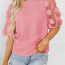  Aliza Applique Mesh Half Sleeve Blouse