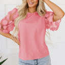  Aliza Applique Mesh Half Sleeve Blouse