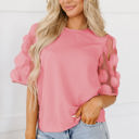  Aliza Applique Mesh Half Sleeve Blouse