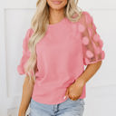  Aliza Applique Mesh Half Sleeve Blouse