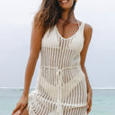 White XL Allie Crochet Fishnet Beach Cover Up