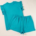  Allie Skobeloff Textured Ruffle Top