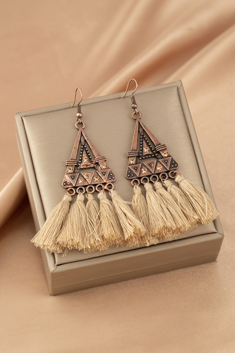 Allison Triangle Metal Tasseled Earrings