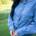  Allyson Ruffled Long Sleeve Buttoned Denim Shirt