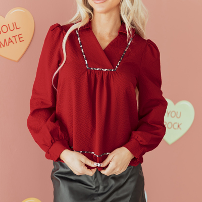 Alma Contrasted Trim Textured Blouse