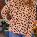  Alora Animal Print Stitching Loose Long Sleeve Top