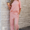 Apricot Pink Small Alora Cargo Sweatpants Set T-Shirt