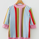 Multicolour Large Alora Knit Short Sleeve Sweater