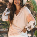  Alora Palm Leaves Polka Dot Loose Blouse