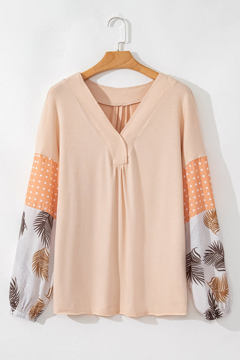 Alora Palm Leaves Polka Dot Loose Blouse