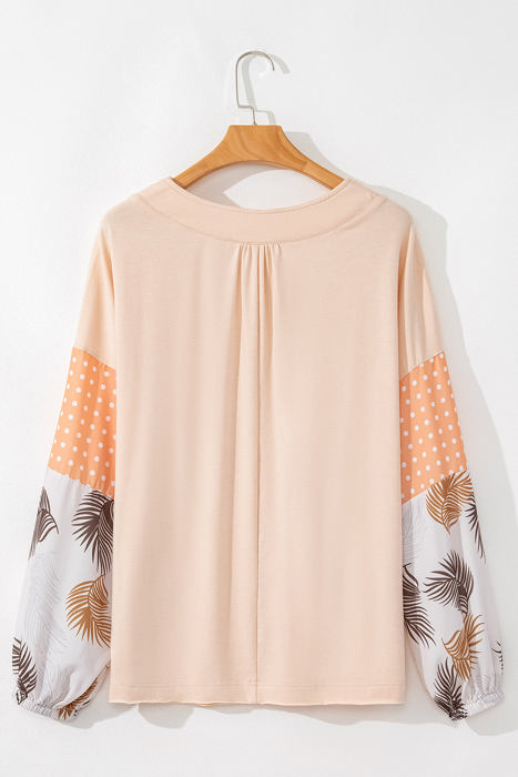 Alora Palm Leaves Polka Dot Loose Blouse