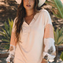 Jet Stream Medium Alora Palm Leaves Polka Dot Loose Blouse