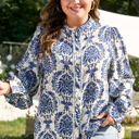  Alora Pattern Print Notch PLUS Shirt