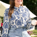  Alora Pattern Print Notch PLUS Shirt