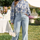  Alora Pattern Print Notch PLUS Shirt