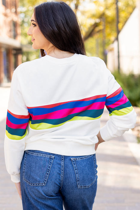 Alora Striped Accent Long Sleeve Top