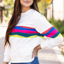  Alora Striped Accent Long Sleeve Top