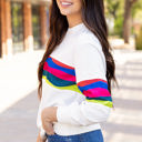  Alora Striped Accent Long Sleeve Top