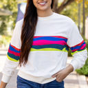  Alora Striped Accent Long Sleeve Top