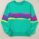 Green XXL Alora Striped Accent Long Sleeve Top