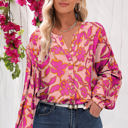 Pink Large Alyssa Floral Buttoned Loose Fit Shirt