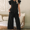  Alyssa Textured Flutter Sleeve Top