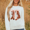  Amanda Embroidered Bow Boots Sweater