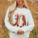  Amanda Embroidered Bow Boots Sweater