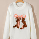  Amanda Embroidered Bow Boots Sweater