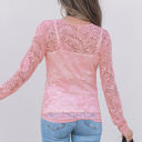  Amanda Floral Lace Sheer Long Sleeve Top