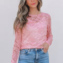  Amanda Floral Lace Sheer Long Sleeve Top