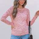  Amanda Floral Lace Sheer Long Sleeve Top