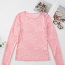  Amanda Floral Lace Sheer Long Sleeve Top