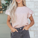  Amanda Ruffled Short Sleeve Blouse
