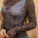  Amanda Sleeve Mesh top Long Sleeve Top