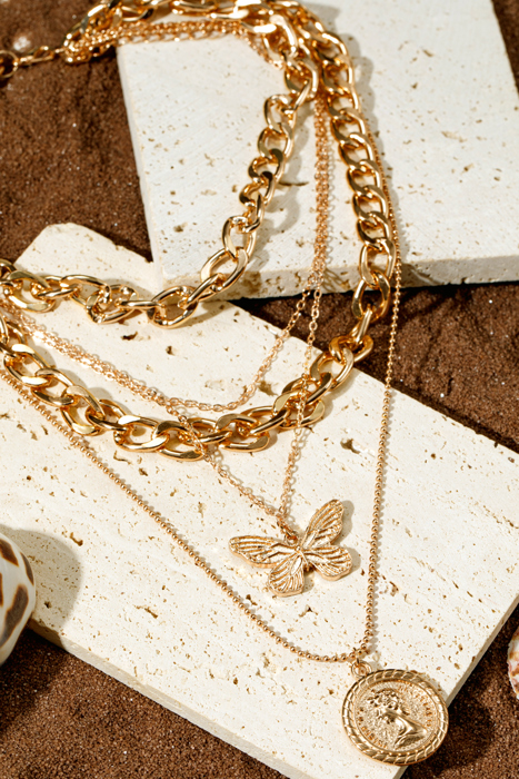 Amara Multilayer Butterfly Charm Necklace