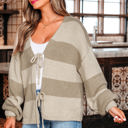  Amara Striped Knit Bow Tie Front Sweater Cardigan